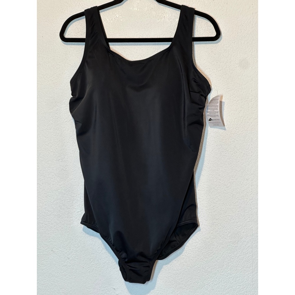 Lands End Womens Black One Piece Swimsuit Lycra Xtra Life Size 20W 510142